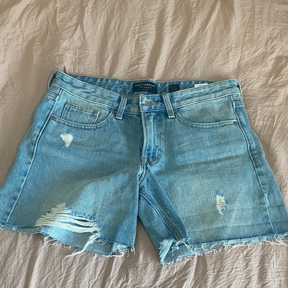 Lucky Brand Light Blue Ripped Jean Shorts